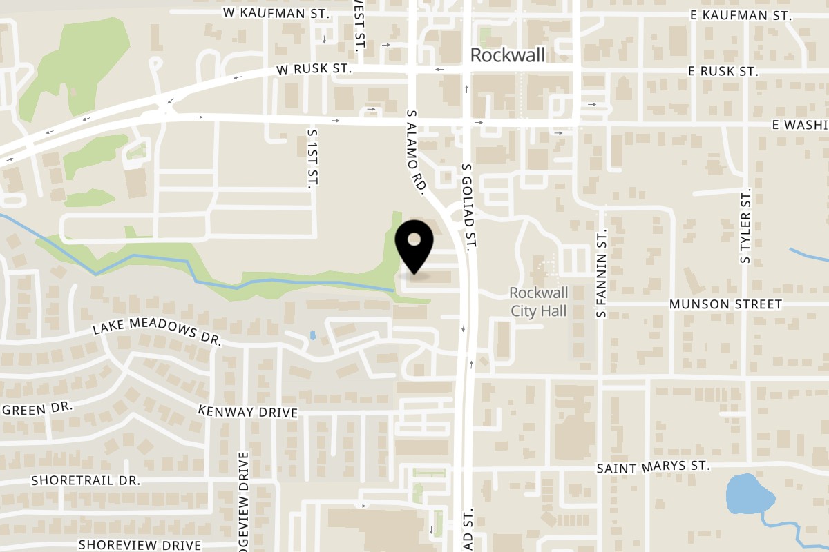 Map showing the location of The Bagel Lady on 316 S Goliad St Ste 201 in Rockwall